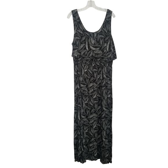 Merona Sleeveless Flounce Top Tropical Maxi Dress, Black White Size XL - Picture 2 of 9